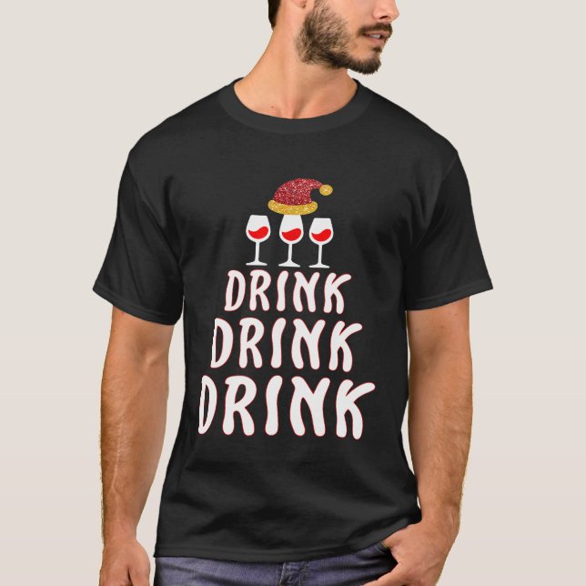Lustigt Drink Drank Drunk jul Vin ful sweate T Shirt (Framsida)