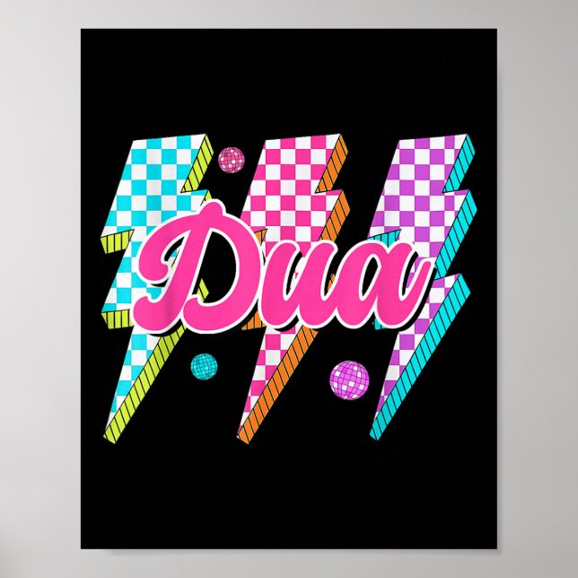 Lustigt Dua Lightning Bolt Checkered I Kärlek Dua  Poster (Framsidan)