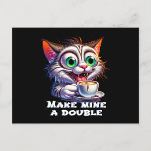 Lustigt Dubbla Espresso Cat Vykort