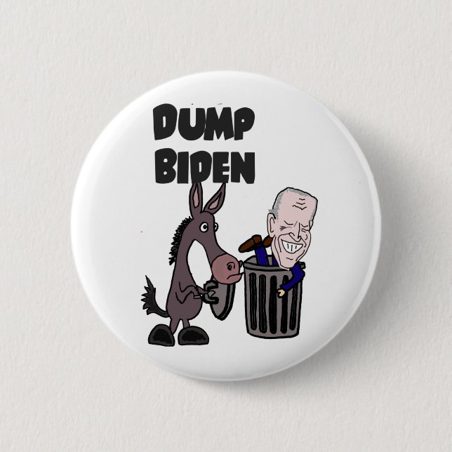 Lustigt Dump Joe Biden Tecknad Knapp (Framsida)
