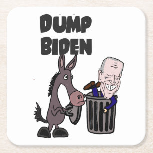 Lustigt Dump Joe Biden Tecknad Underlägg Papper Kvadrat
