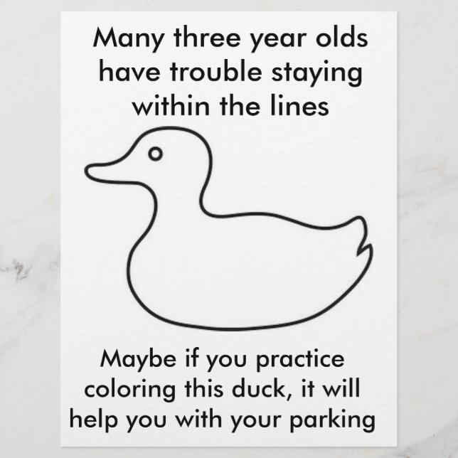 lustigt, dumt parkeringsjobb för flygare reklamblad (Framsidan)