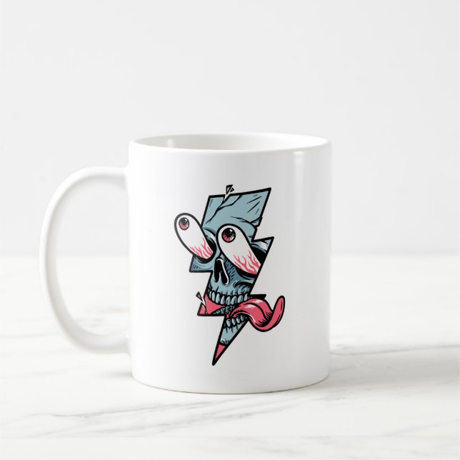 Lustigt Edgy skullformat Ansikte och ljusavbildnin Kaffemugg (Vänster)