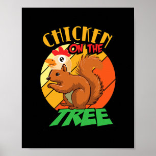 Lustigt ekorrekyckling vid Träd-ekorren Poster