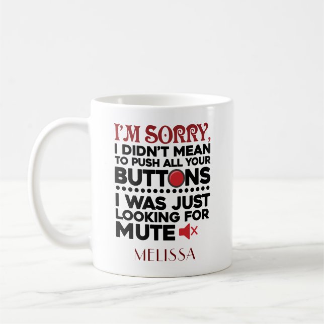 Lustigt Elak inte att trycka dina knappar på födel Kaffemugg (Vänster)