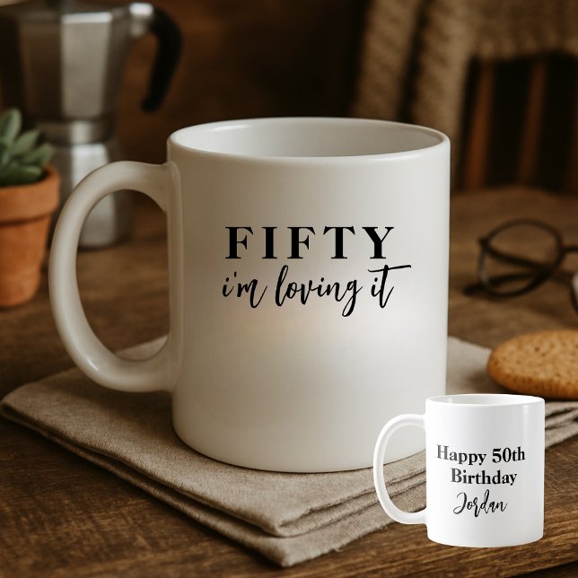 Lustigt Elegant Enkelt att jag älskar det 50:e föd Kaffemugg (Skapare uppladdad)