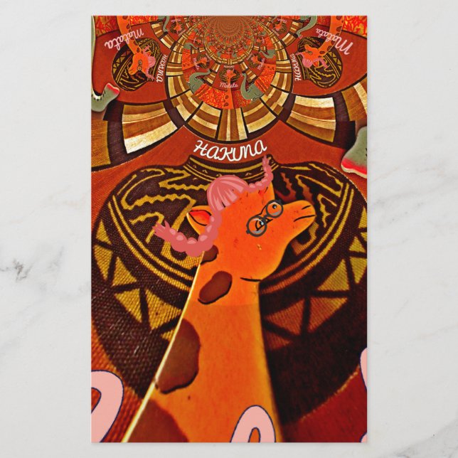 Lustigt Elegant Giraffe-befullmäktigad afrikansk S Brevpapper (Framsida)