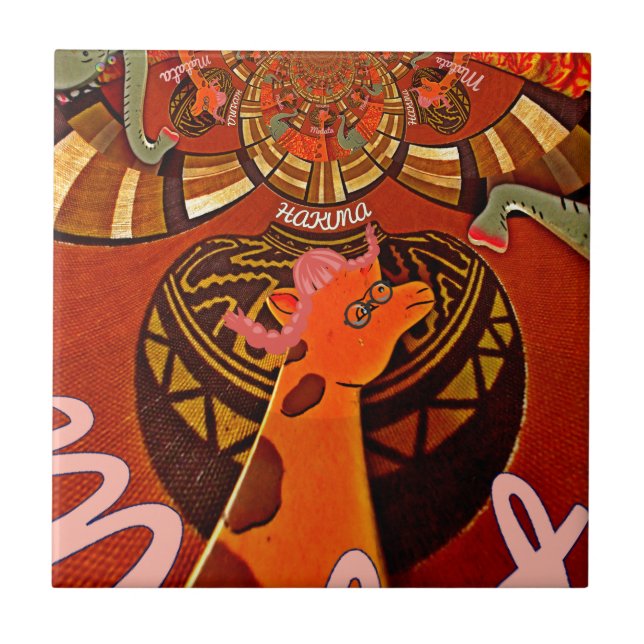 Lustigt Elegant Giraffe-befullmäktigad afrikansk S Kakelplatta (Framsidan)