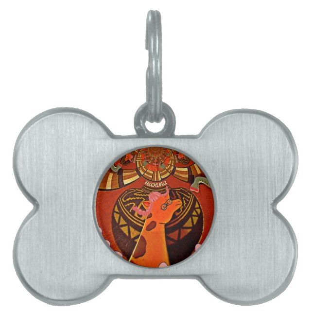 Lustigt Elegant Giraffe-befullmäktigad afrikansk S Namnbricka Husdjur (Framsidan)