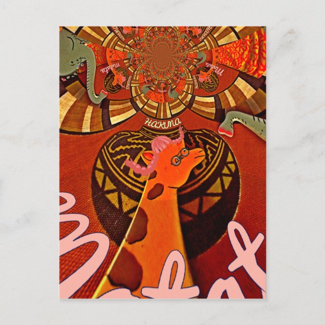 Lustigt Elegant Giraffe-befullmäktigad afrikansk S Vykort (Framsida)