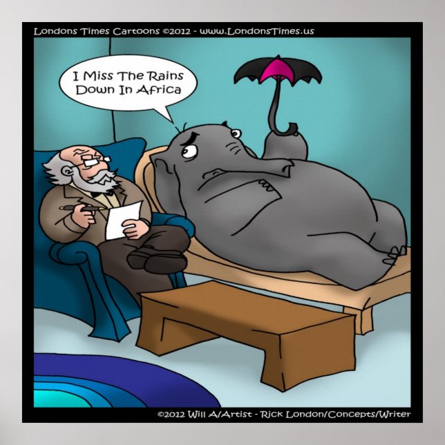 Lustigt Elephant in Therapy Poster (Framsidan)