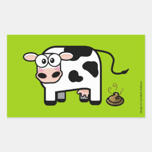 Lustigt Embarrated Pooping Cow Rektangulärt Klistermärke