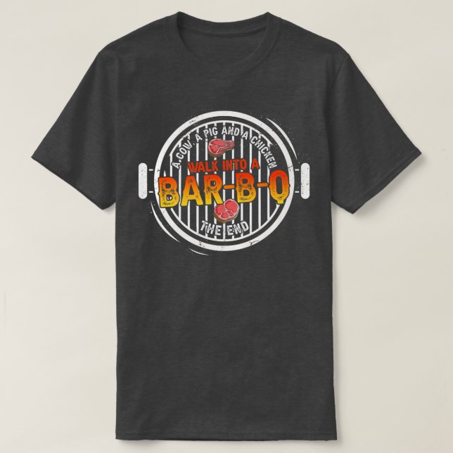 Lustigt en kon Gris och en kyckling i Pub-B- T Shirt (Design framsida)