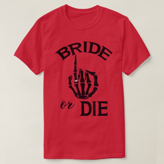 Lustigt engagerat Bride Skeleton Hand Bröllop Ring T Shirt (Design framsida)