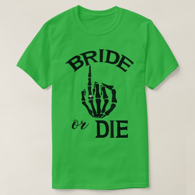Lustigt engagerat Bride Skeleton Hand Bröllop Ring T Shirt (Design framsida)