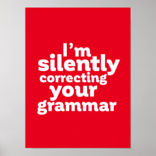 Lustigt engelsk lärare rättar tyst Grammar Poster