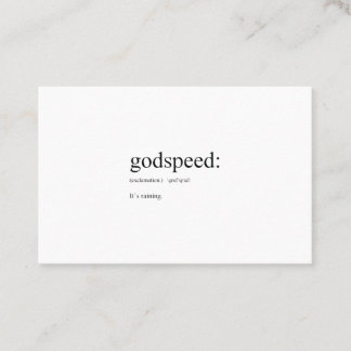 Lustigt engelska definitioner: Godhastighet Visitkort