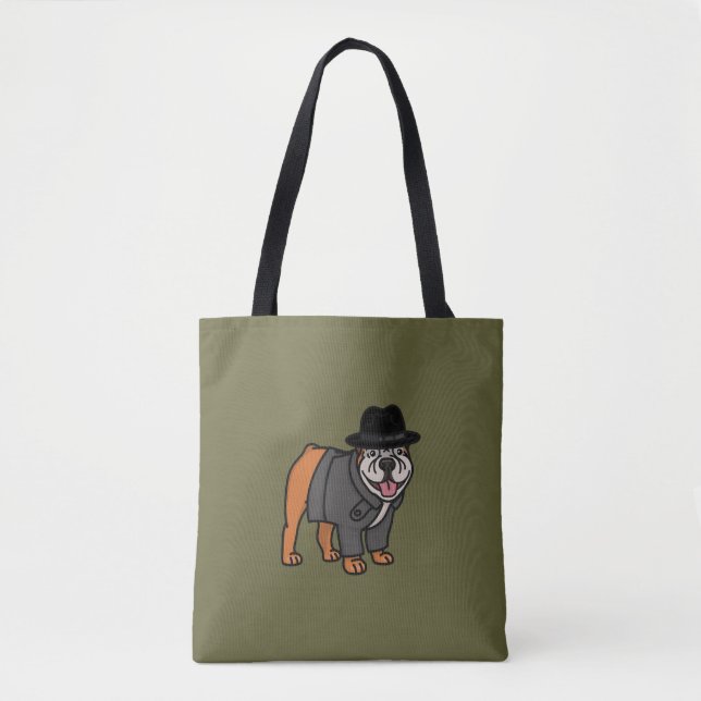 Lustigt engelskt bulldog-detektiv Tote Bag Tygkasse (Framsida)