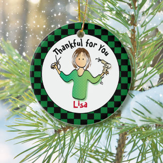 Lustigt enkelt Hair Stylist Gift Idea - Personlig Julgransprydnad Keramik