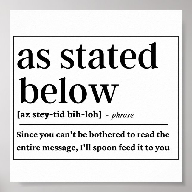 Lustigt Enligt definitionen nedan Poster (Framsidan)