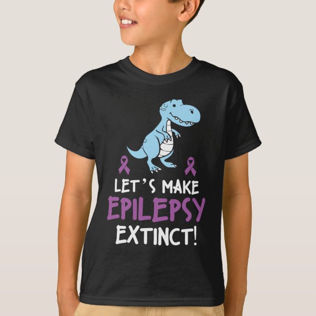 Lustigt Epilepsi Dinosaur Warrior Awareness Kid T Shirt (Framsida)