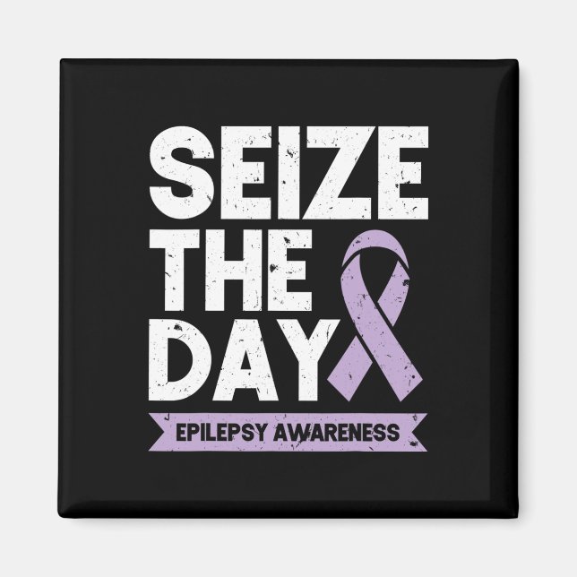 Lustigt Epilepsimedvetande Seize Ribbon Day Magnet (Framsidan)
