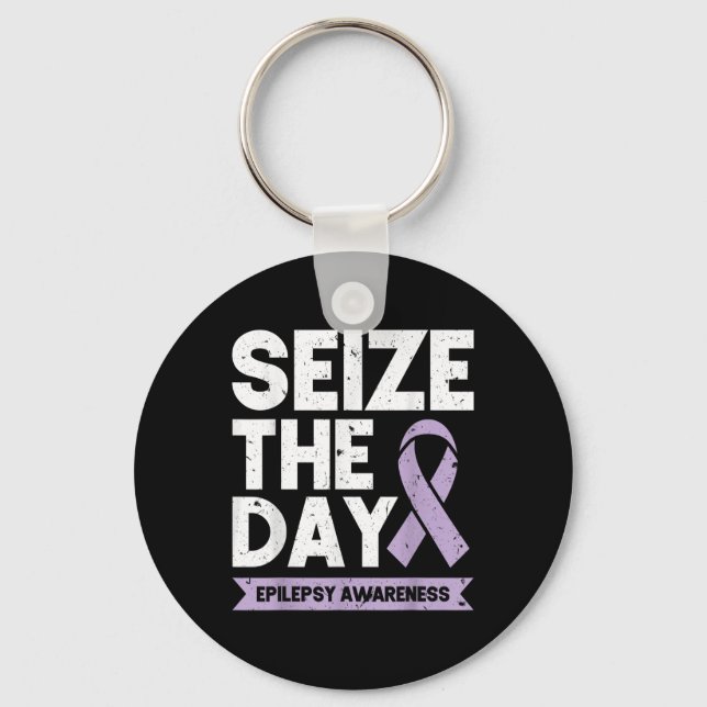 Lustigt Epilepsimedvetande Seize Ribbon Day Nyckelring (Framsida)
