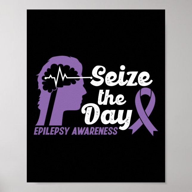 Lustigt Epilepsimedvetande Seize Ribbon Day Poster (Framsidan)