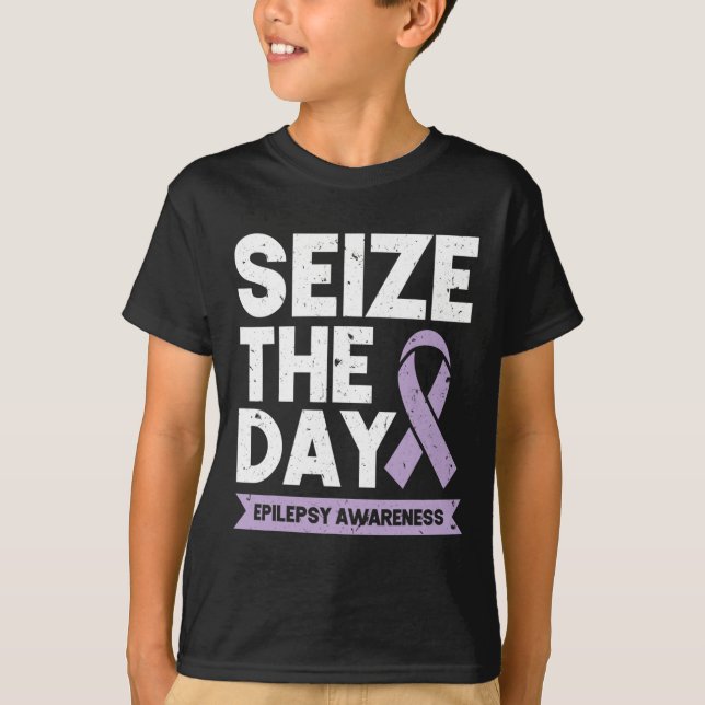Lustigt Epilepsimedvetande Seize Ribbon Day T Shirt (Framsida)