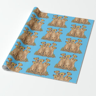 Lustigt exempel på tecknad i familjen meerkat presentpapper