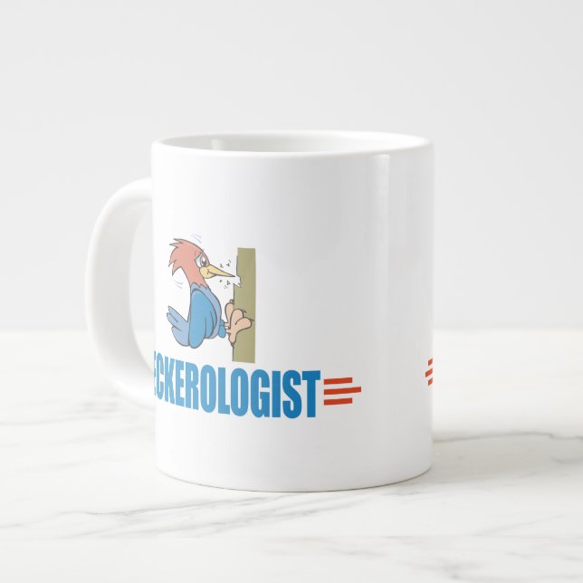 Lustigt Fågelskådning Woodpecker Jumbo Mugg (Framsida vänster)