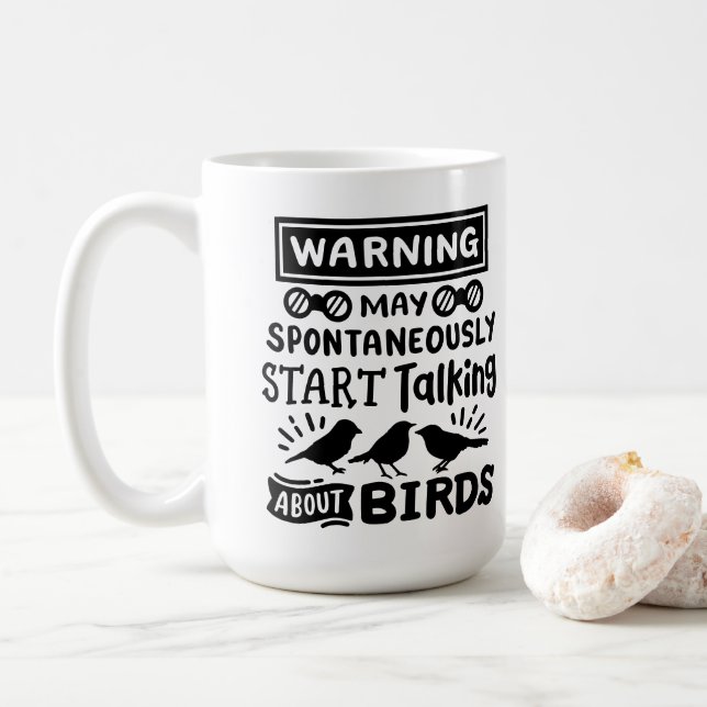 Lustigt fågelvaknande varning kaffemugg (Med munk)