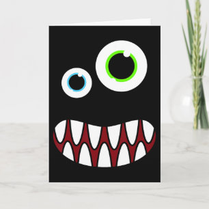 Lustigt Fånig Monster Ansikte Costume Födelsedagsf Kort