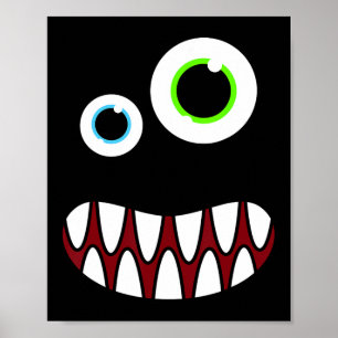 Lustigt Fånig Monster Ansikte Costume Födelsedagsf Poster