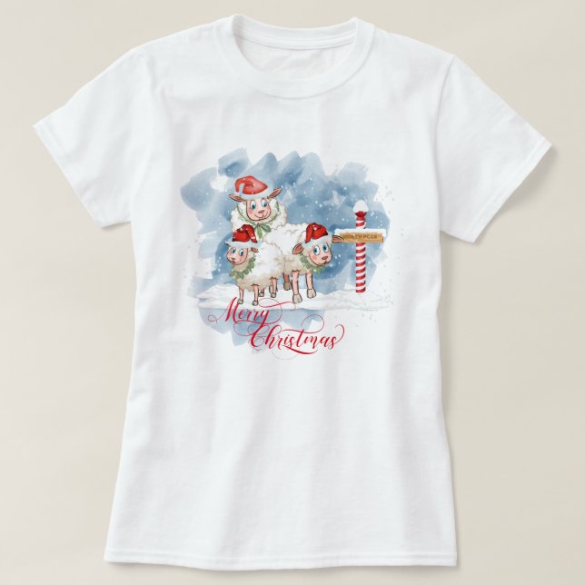 Lustigt får Älskare jul, Nordpolen T Shirt (Design framsida)