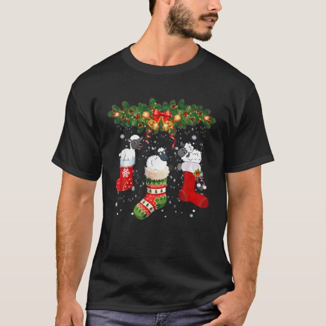 Lustigt får i Socks God jul Julafton-familjen T Shirt (Framsida)