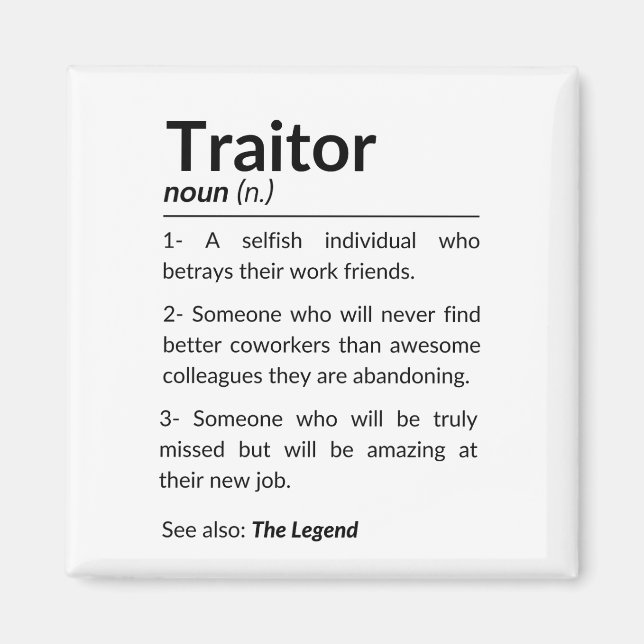 Lustigt farewell-medarbetare, kollega som lämnar j magnet (Framsidan)