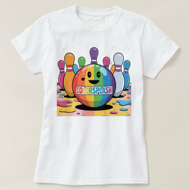 Lustigt färgat Bowling, hör tio stickande döttrar T Shirt (Design framsida)