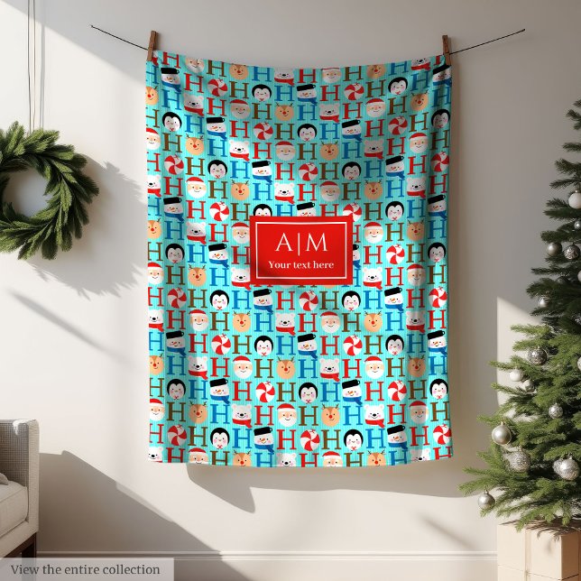 Lustigt färgat ho ho ho ho ho jul-bokstäver fleecefilt (Funny colorful ho ho ho Christmas lettering Fleece Blanket)