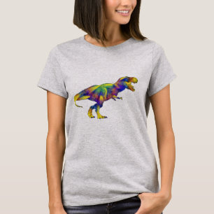 Lustigt färgat Psykedeliskt T Rex Dinosaur Art Shirt
