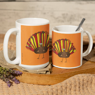 Lustigt, färglös Thanksgiving för Tecknad Turkiet Kaffemugg