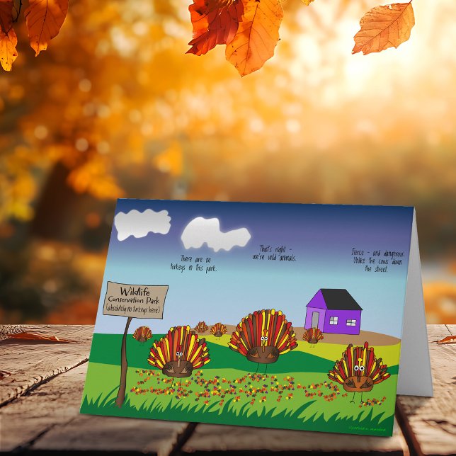 Lustigt, färglöst, Tecknad Helgdag Turkiet Kort (Whoa! Check out this most excellent and funny cartoon Thanksgiving and Holiday greeting card!)