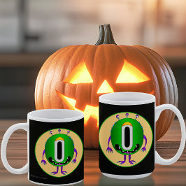 Lustigt, färglöst, Tecknad Monster, Halloween Kaffemugg