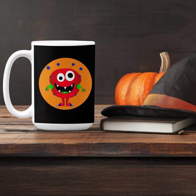 Lustigt, färglöst, Tecknad Monster, Halloween Kaffemugg (Whoa! Check out this awesome cartoon monster mug!)