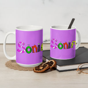 Lustigt, färglöst Tecknade figurer Sonia Kaffemugg