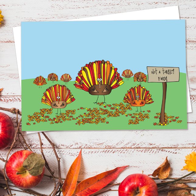 Lustigt, färglöst, Thanksgiving Turkiet-Tecknad Tack Kort (Hey, check out this funny cartoon Thanksgiving and holiday greeting card!)