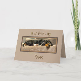 Lustigt "Fars dag"-kort W/Basset Hound Puppy Kort