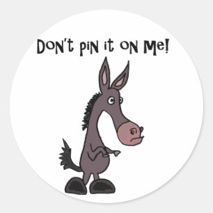 Lustigt Fäst det inte på Tecknaden Donkey Runt Klistermärke