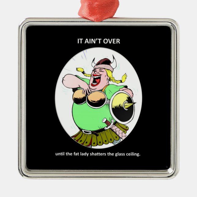 Lustigt feministiskt motiv citat det är inte över julgransprydnad metall (Framsidan)