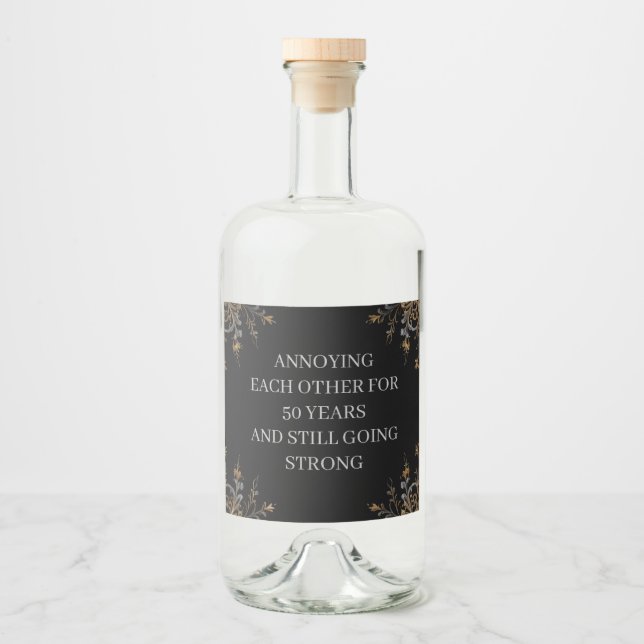 Lustigt femtioårsjubileum spritflaskor etikett (Framsida)